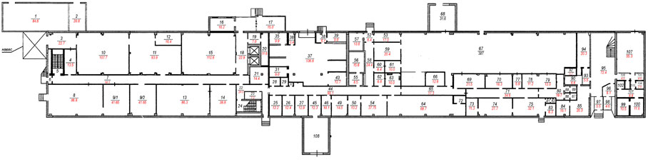 Схема помещений. АБК 2, 1 этаж